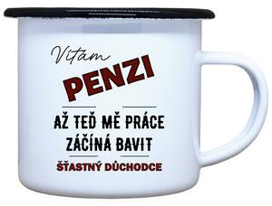 Plecháček s potiskem bílý Šťastný důchodce, 330 ml