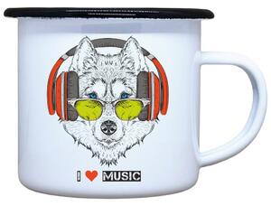 Plecháček s potiskem I love music vlk Objem: 330 ml
