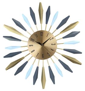 Designové kovové hodiny modré/zlaté Nástěnné hodiny MPM Blossom