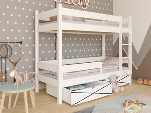 Patrová postel Elegant - bez úložných prostorů, Bílá, 80x180 cm