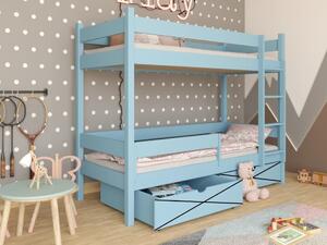 Patrová postel Elegant - bez úložných prostorů, Modrá, 80x180 cm