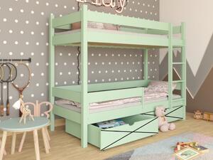 Patrová postel Elegant - bez úložných prostorů, Zelená, 80x180 cm