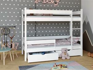 Patrová postel s úložným prostorem Elegant, Bílá, 90x200 cm