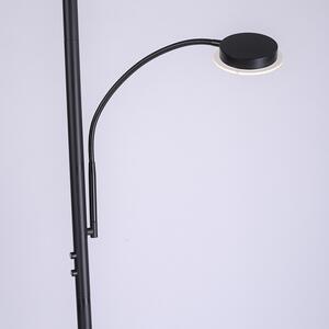 Stojací lampa černá včetně LED s dotykovým stmívačem a čtecím ramenem - Hanz