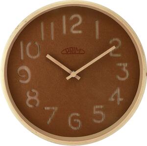 Dřevěné designové hodiny hnědé/světle hnědé Nástěnné hodiny PRIM Organic Soft - C