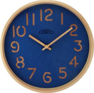 Dřevěné designové hodiny tmavě modré/světle hnědé Nástěnné hodiny PRIM Organic Soft - B
