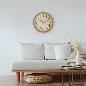 Dřevěné designové hodiny bílé/světle hnědé Nástěnné hodiny PRIM Organic Soft - A
