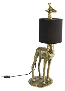 Vintage stojací lampa mosazná tkanina odstín černá - Giraffe To