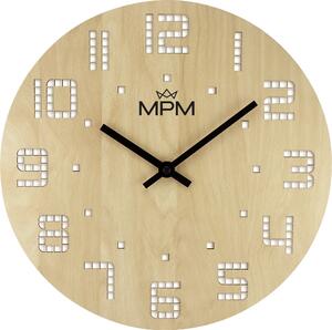 Dřevěné designové hodiny světle hnědé Nástěnné hodiny MPM Pixel - A