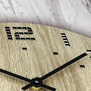 Dřevěné designové hodiny hnědé Nástěnné hodiny MPM Pixel - B