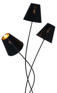 Designová stojací lampa černá se zlatým 3 světlem - Melis