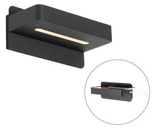 Moderní nástěnné svítidlo černé včetně LED s USB - Ted
