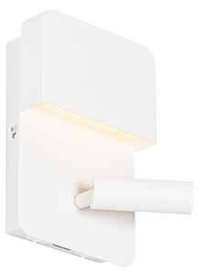Moderní nástěnná lampa bílá včetně LED s USB a lampičkou na čtení - Robin
