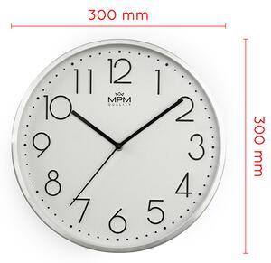 Designové kovové hodiny bílé Nástěnné hodiny MPM Metallic Elegance - A