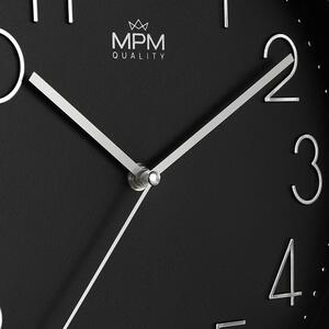Designové kovové hodiny černé Nástěnné hodiny MPM Metallic Elegance - B