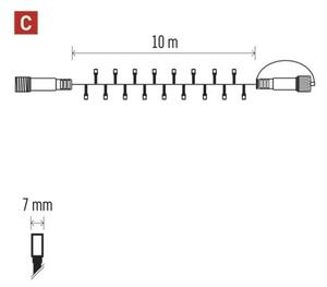 LED Venkovní řetěz 100xLED/10m IP44 teplá bílá