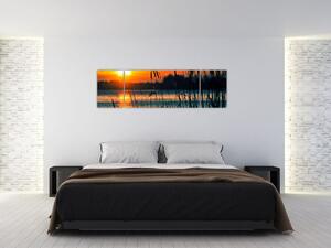 Obraz - Západ slunce nad jezerem (170x50 cm)