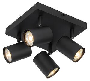 Moderní stropní svítidlo černé 4-světelné nastavitelné čtvercové - Jeana