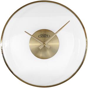 Designové plastové hodiny bílé/zlaté Nástěnné hodiny PRIM Pellucid Lens