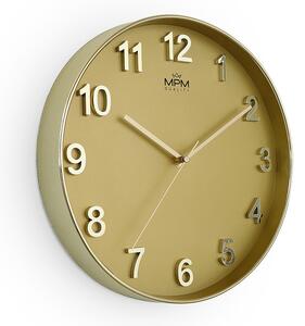 Designové plastové hodiny zlaté Nástěnné hodiny MPM Golden Simplicity