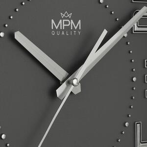 Designové kovové hodiny šedé Nástěnné hodiny MPM Metallic Eternity