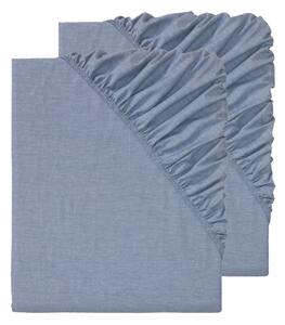 LIVARNO home Sada napínacích prostěradel Chambray, 90-100 x 200 cm, 2dílná, modrá (800005029)
