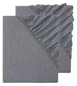 LIVARNO home Sada napínacích prostěradel Chambray, 90-100 x 200 cm, 2dílná, tmavě šedá (800005030)