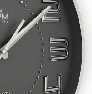Designové kovové hodiny šedé Nástěnné hodiny MPM Metallic Eternity