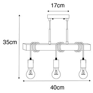 Průmyslová závěsná lampa dřevo s ocelí 3 -light - Gallow