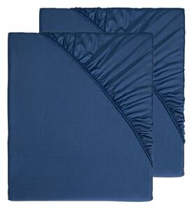 LIVARNO home Sada saténových napínacích prostěradel, 90-100 x 200 cm, 2dílná, navy modrá (800005047)