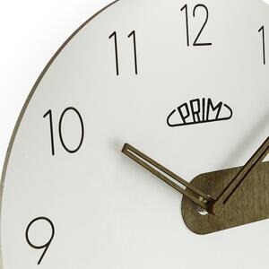 Dřevěné designové hodiny bílé Nástěnné hodiny PRIM Clear Timber