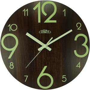 Dřevěné designové hodiny bílé/hnědé Nástěnné hodiny PRIM Luminescent Grove II