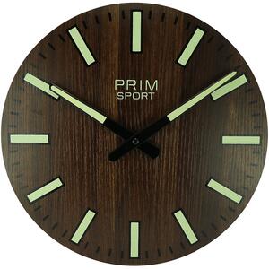 Dřevěné designové hodiny bílé/hnědé Nástěnné hodiny PRIM Luminescent Sport II