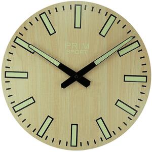 Dřevěné designové hodiny bílé/hnědé Nástěnné hodiny PRIM Luminescent Sport I