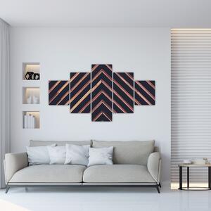 Obraz dřevěného motivu na černém pozadí (125x70 cm)