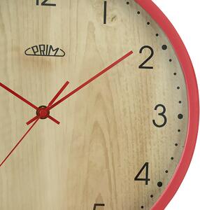 Dřevěné designové hodiny červené/světle hnědé Nástěnné hodiny PRIM Colored Forest - A