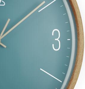 Dřevěné designové hodiny modré/světle hnědé Nástěnné hodiny PRIM Colorful Forest - C
