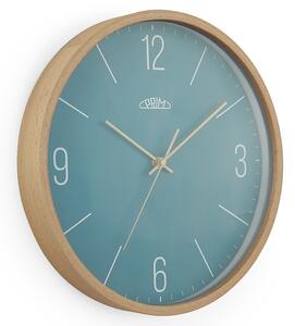 Dřevěné designové hodiny modré/světle hnědé Nástěnné hodiny PRIM Colorful Forest - C
