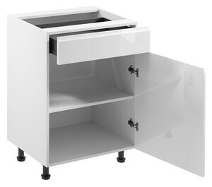 ASPEN b | dolní skříňka D60S1 PRAVÁ s policí a zásuvkou METALBOX | 60 cm | SOKL v CENĚ | bílá lesk