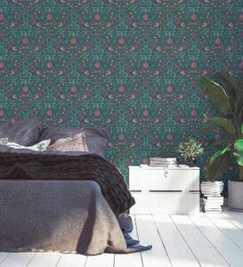 A.S. Création | Vliesová tapeta na zeď Maison Charme 39075-4 | 0,53 x 10,05 m | zelená, modrá, růžová, vining ivy