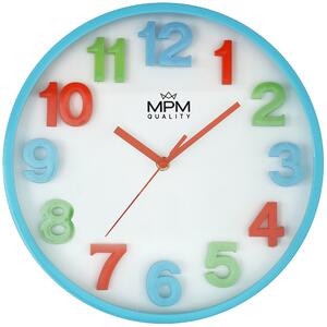MPM Dětské barevné modré nástěnné hodiny MPM E01.4186.30