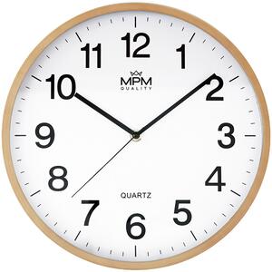 Designové plastové hodiny světle hnědé MPM E01.4187