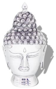 Hlava Buddhy, dekorace hliníková stříbrná