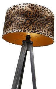 Stojací lampa stativ černý se stínidlem leopard 50 cm - Tripod Classic