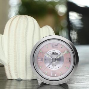Analogový budík kovový růžový/stříbrný PRIM Retro Alarm - Pink