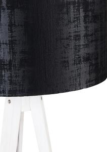 Moderní stojací lampa stativ bílá s černým sametovým odstínem 50 cm - Tripod Classic