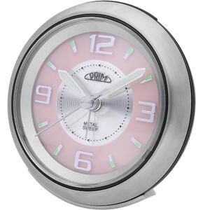 Analogový budík kovový růžový/stříbrný PRIM Retro Alarm - Pink