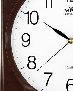 Hranaté plastové hodiny tmavě hnědé MPM E01.2437