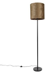 Klasická stojací lampa černá odstín hnědá 40 cm - Simplo