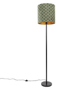 Stojací lampa černý odstín páv design zlato uvnitř 40 cm - Simplo
